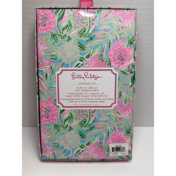 Lilly Pulitzer Charging Tag Micro USB Key Chain Key Fob New - Picture 5 of 7